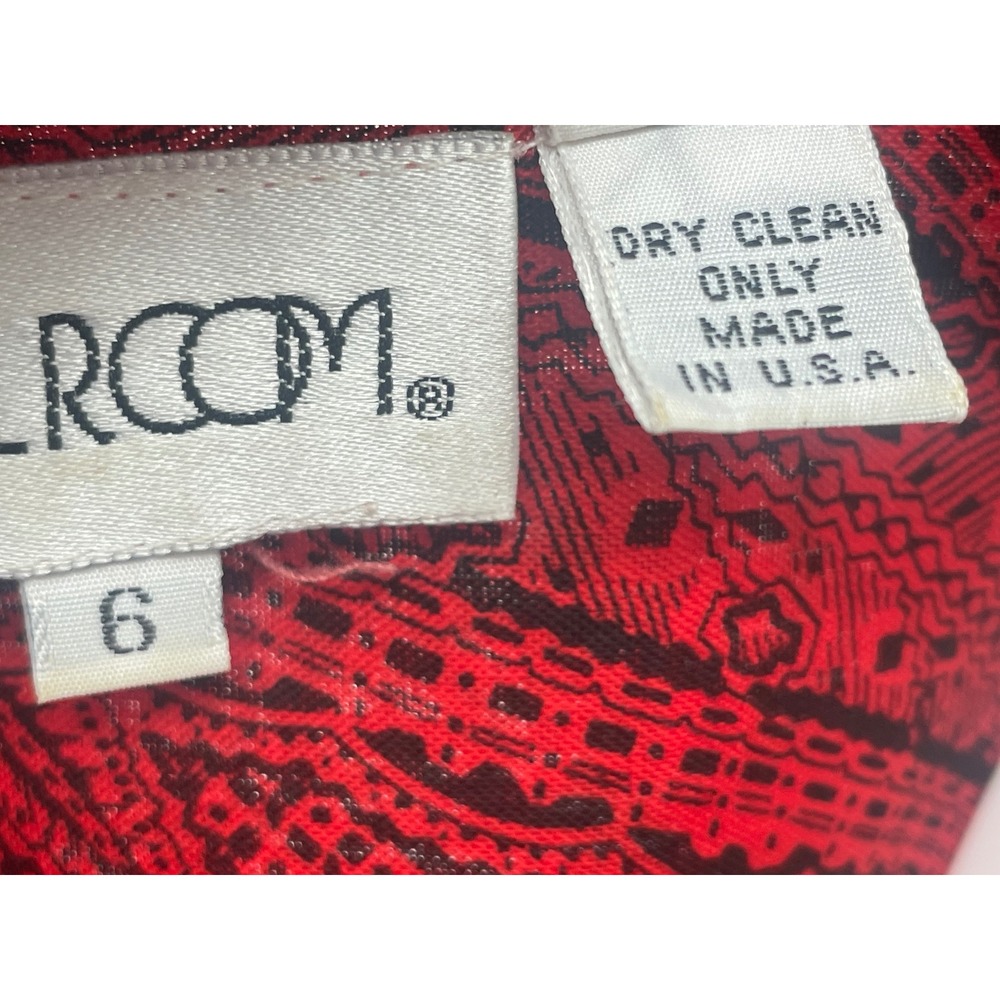 Vintage 80s 90s 100% Wool Red Black Floral Paisley Shirt Blouse 6 OVALROOM USA - Picture 10 of 10